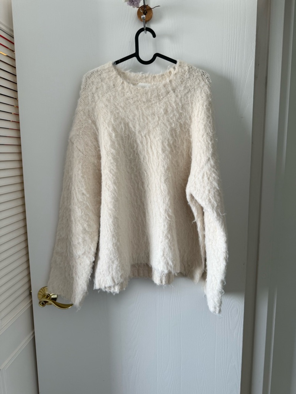 H&M Cream Fuzzy Crewneck Sweater